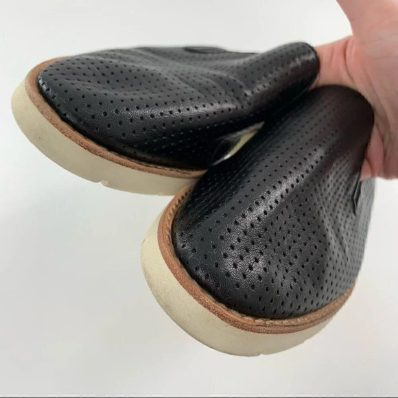 Johnston and Murphy flats sz 6 black laser cut leather flatform loafers academia - Picture 9 of 12